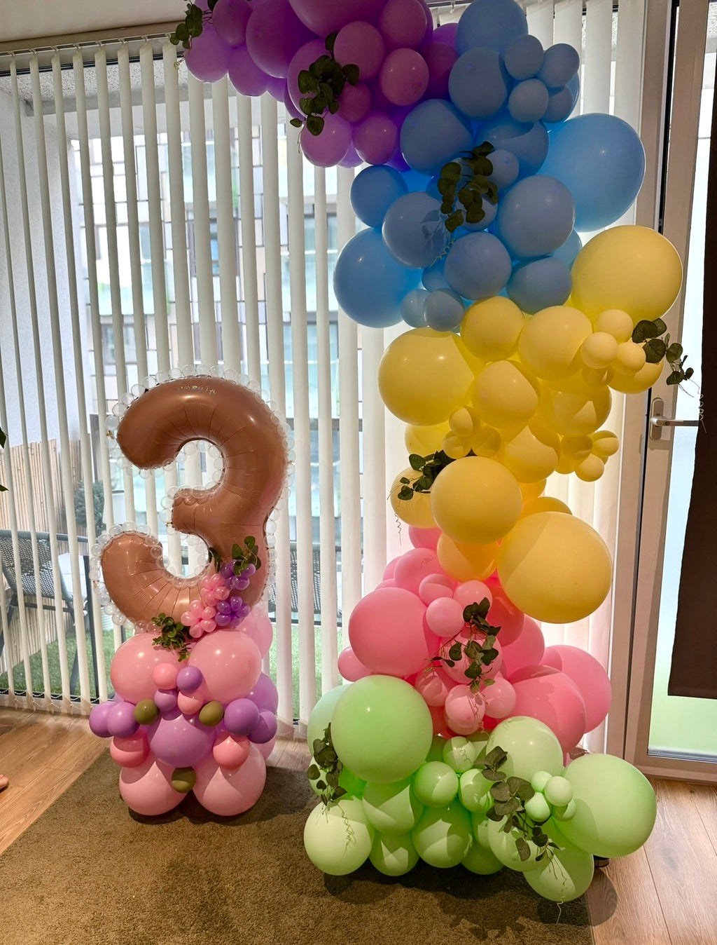 Number stack with garland